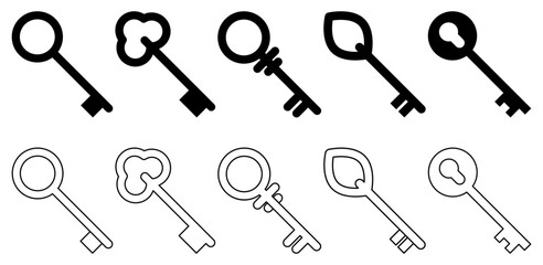 Set of flat and line key icons. Vector illustration isolated on white background