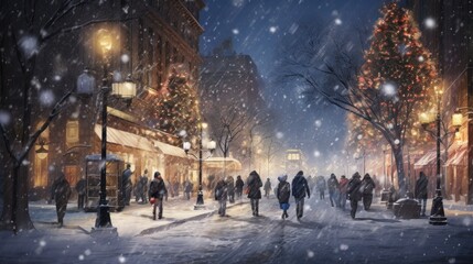 Obraz premium Beautiful holiday decoration in street in a large city.