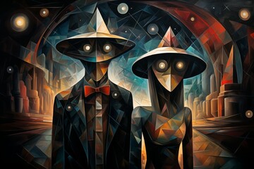 Obraz premium Curious celestial travelers, journeying between galaxies and discovering hidden wonders - Generative AI