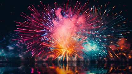 Fototapeta premium Fireworks background for celebration, holiday celebration concept