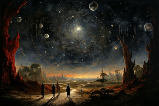 Curious celestial travelers, journeying between galaxies and discovering hidden wonders - Generative AI