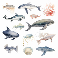fish, seafood, dolphin illustration