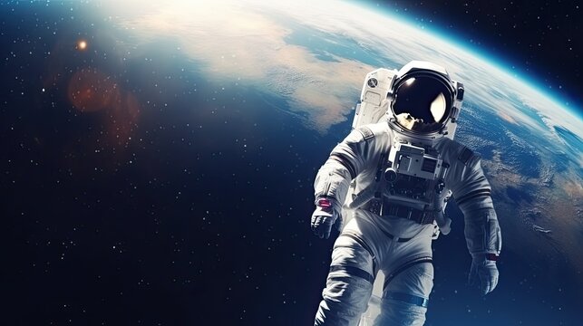 Astronaut in the outer space over the planet Earth