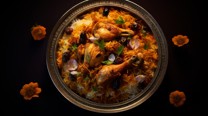 A bowl of fragrant chicken biryani, a staple dish for many Muslim families during Ramadan