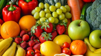 Naklejka na ściany i meble fresh fruits and vegetables 