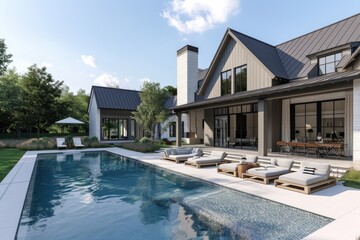 real estate modern residential luxury villa house with a swimming pool