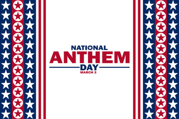 National Anthem Day Vector Template Design Illustration. March 3. Suitable for greeting card, poster and banner