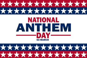 National Anthem Day Vector illustration. 03 March. Holiday concept. Template for background, banner, card, poster with text inscription. - Powered by Adobe