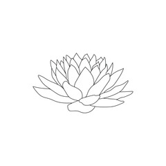 Line art water lily. Minimal lotus  Simple floral logo