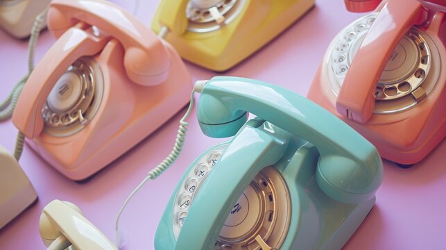 Old pastel stationary phone phone handsets     