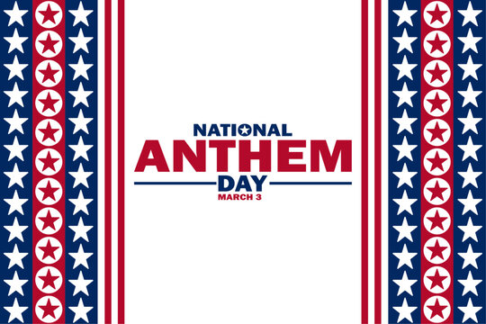 National Anthem Day Vector Template Design Illustration. March 3. Suitable for greeting card, poster and banner