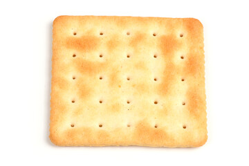 Square shortbread cookies isolated on white background. Stacked butter biscuits for coffee or tee.