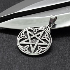 Silver Pentagram pendant. 925 silver. Occult accessory, dark magic. Satan, Baphomet, Devil, 666,...