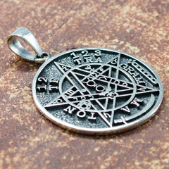 Silver Tetragramaton Pentagram pendant. 925 silver. Occult accessory, dark magic. Satan, Baphomet,...