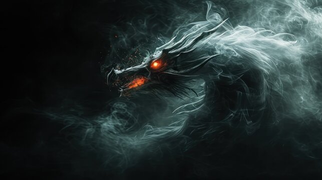 A dragon made from fire and smoke.