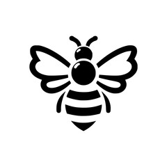Professional black and white bee logo, suitable for a variety of industries. Minimalistic aesthetic, isolated on a white background. Silhouette icon of a wasp. simple logo of a honeybee.