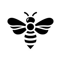 Professional black and white bee logo, suitable for a variety of industries. Minimalistic aesthetic, isolated on a white background. Silhouette icon of a wasp. simple logo of a honeybee.