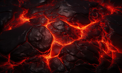 Lava flow on black background. 3D illustration of lava flow.