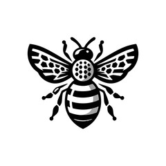 Professional black and white bee logo, suitable for a variety of industries. Minimalistic aesthetic, isolated on a white background. Silhouette icon of a wasp. simple logo of a honeybee.