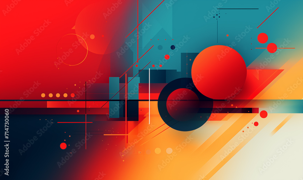 Aufkleber abstract geometric background with circles and lines.