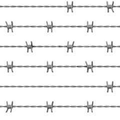 Seamless background barbed wires set. Protective boundary.