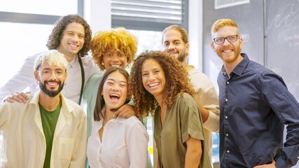 Group of multi-ethnic coworkers smiling at camera together