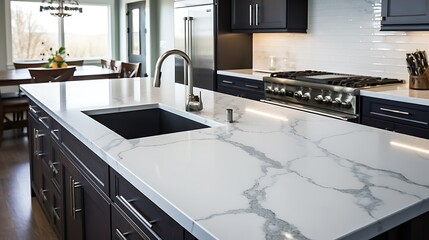 quartz countertops for durability and easy maintenance.