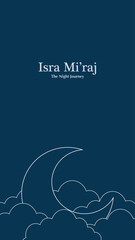 Isra Mi'raj Social Media Story Template Portrait Line Art Style