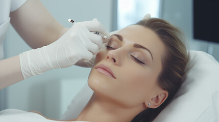 Obraz na płótnie Canvas Woman having botox applied to her face