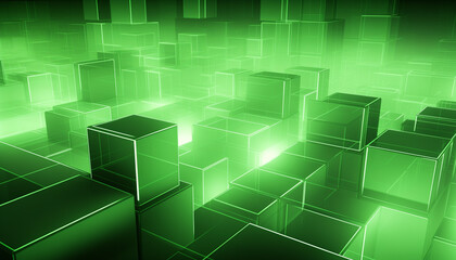 3D Green Background Geometric Abstraction