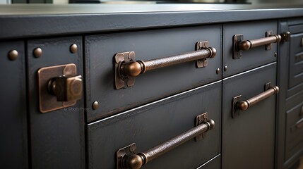 unique cabinet hardware to add character to the kitchen.