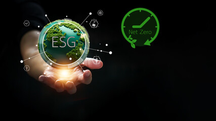 The concepts of natural resource protection, environmental protection, renewable energy, global warming and climate change, and sustainable development. earth day ESG