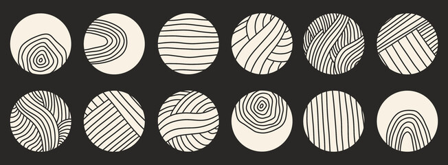 Hand drawn doodle abstract aesthetic shapes symbols illustration vector set banner wallpaper background modern pattern design rainbow squiggle circle bullet point to do symbol black and white png