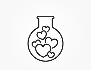 flask with hearts line icon. romantic and love symbol. valentines day design