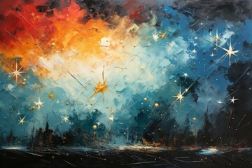 Obraz na płótnie Canvas Ephemeral star showers, painting the night sky with fleeting bursts of cosmic beauty - Generative AI