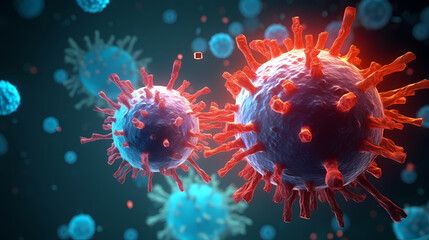 Virus cells abstract science concept, medical research background