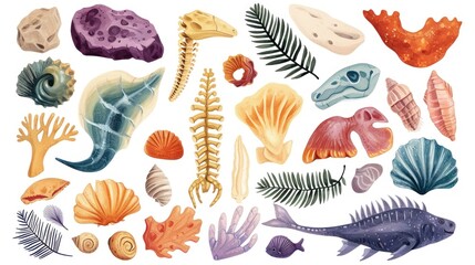 Vector illustration of prehistoric theme on white background.