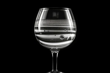Wine glass with clean water drops photo. Glassware drink liquid bar crystal. Generate Ai
