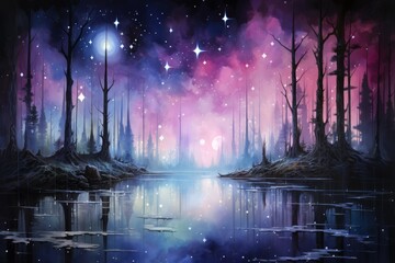 Ephemeral star showers, painting the night sky with fleeting bursts of cosmic beauty - Generative AI - obrazy, fototapety, plakaty