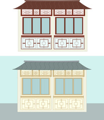 Obraz premium collection of Chinese asian architecture buildings. cute white h