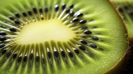 Close up to a Cutted Fresh Kiwi Fruit