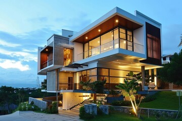 Fototapeta na wymiar a beautiful residential luxury stylish modern house architecture