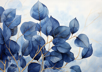 An artwork of watercolor leaves