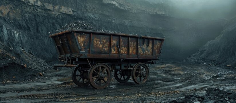 Aged wagon for coal mining.