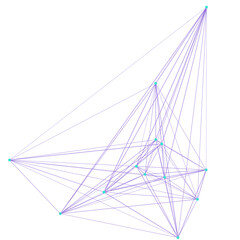 An abstract cut out transparent node network futuristic design element