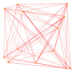 An abstract cut out transparent node network futuristic design element