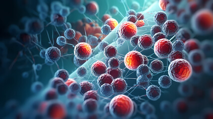 Obraz premium Human cell or embryonic stem cell medicine, human cell biology DNA molecular structure