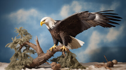 Bald Eagle Perched on a Twisted Tree