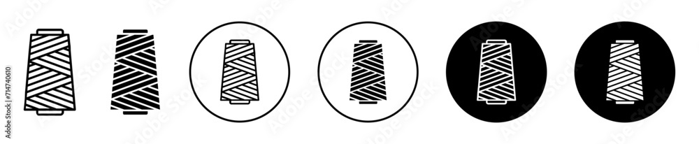 Poster spool of thread vector icon set collection. spool of thread outline flat icon.