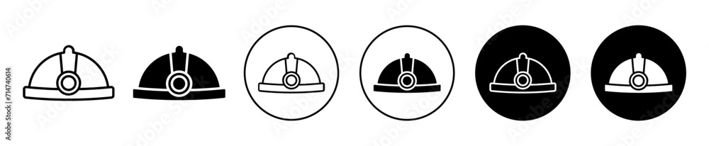 Poster torch helmet vector icon set collection. torch helmet outline flat icon.